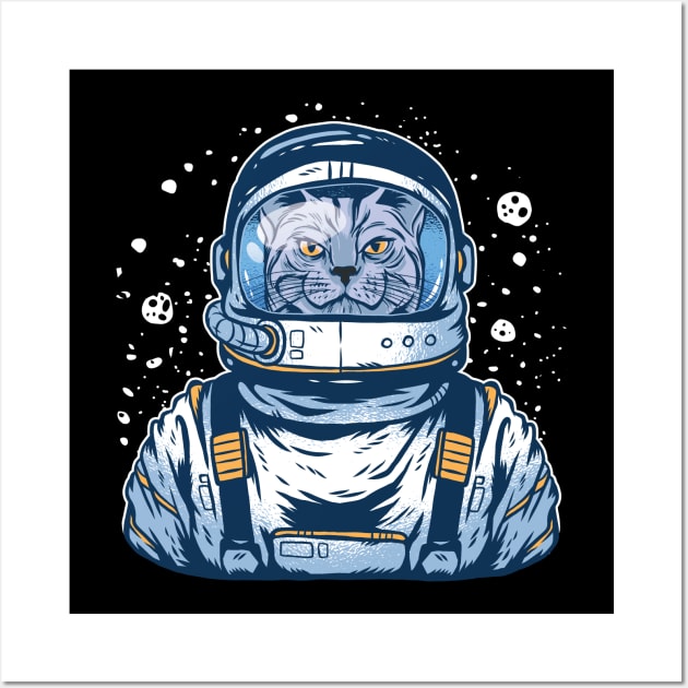 Cat in Space - Funny Spacesuit  Cat Graphic Wall Art by Graphic Duster